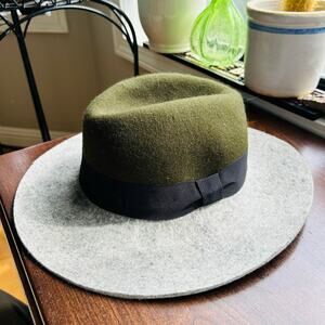 New Merona Woman's Gray Green Wool Rancher Hat One Size boho